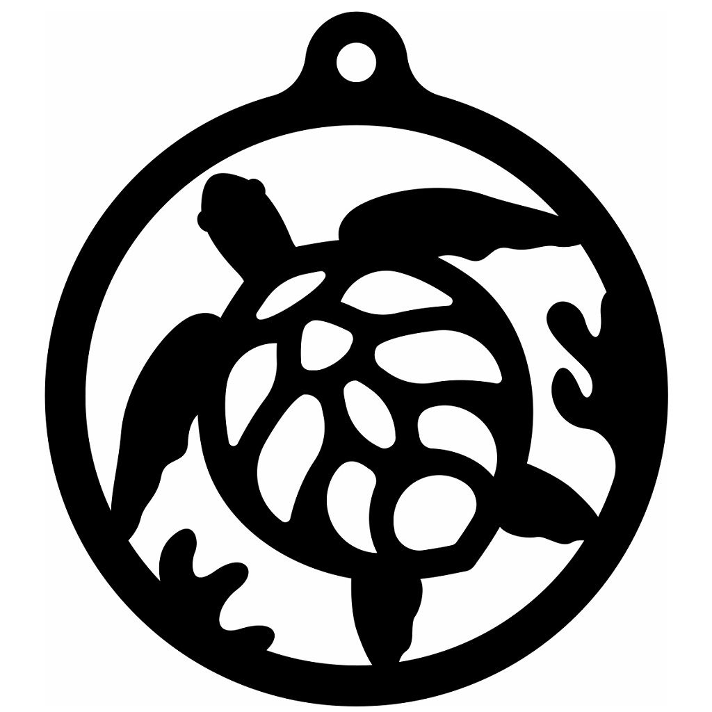 Laser Cut Turtle Christmas Ball Ornament Vector