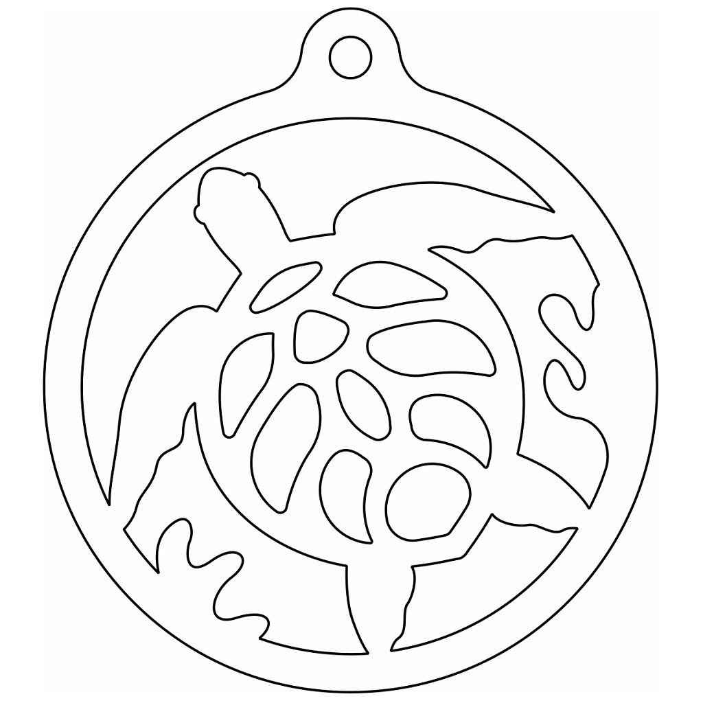 Laser Cut Turtle Christmas Ball Ornament Vector