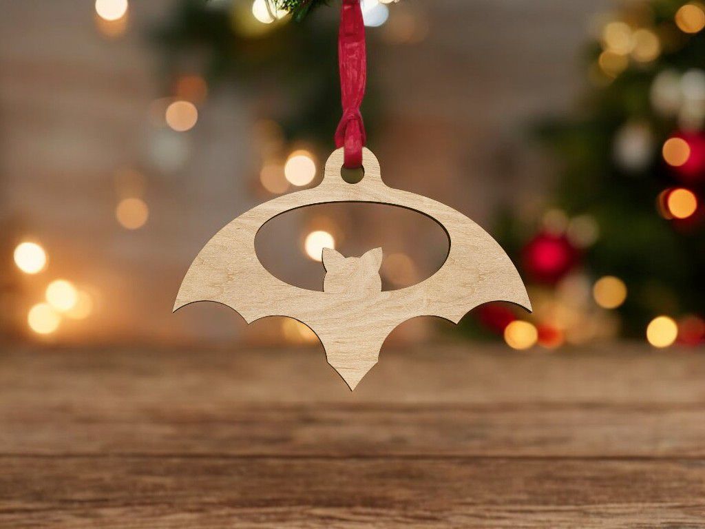 Laser Cut Bat Halloween Ornament Vector