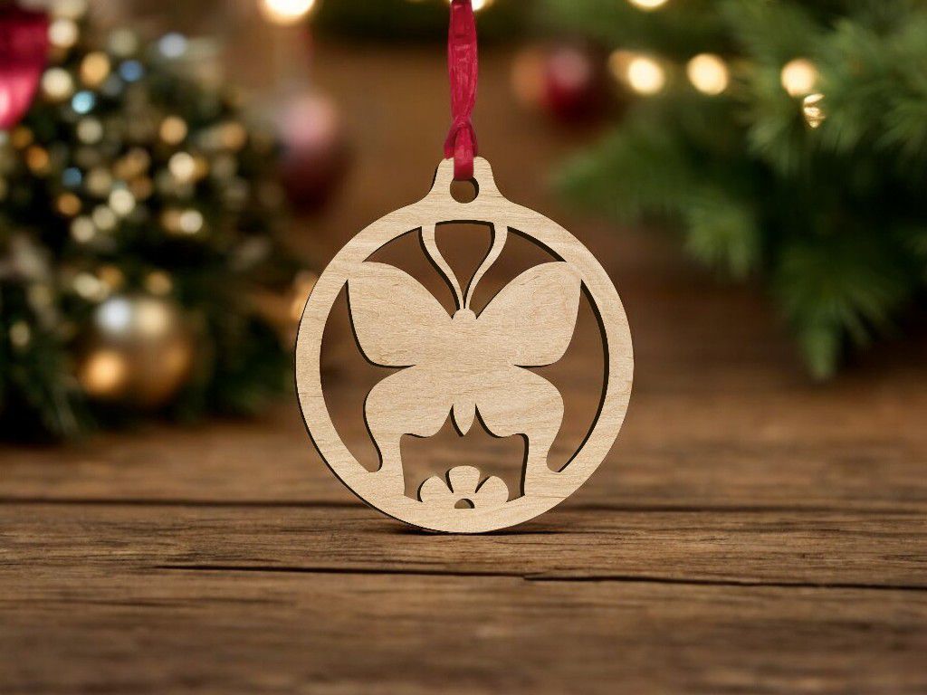 Laser Cut Butterfly Christmas Ball Vector