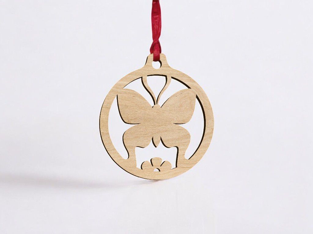 Laser Cut Butterfly Christmas Ball Vector