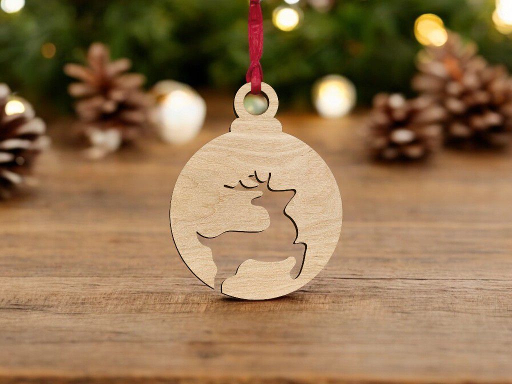 Laser Cut Deer Cutout Christmas Ball Vector