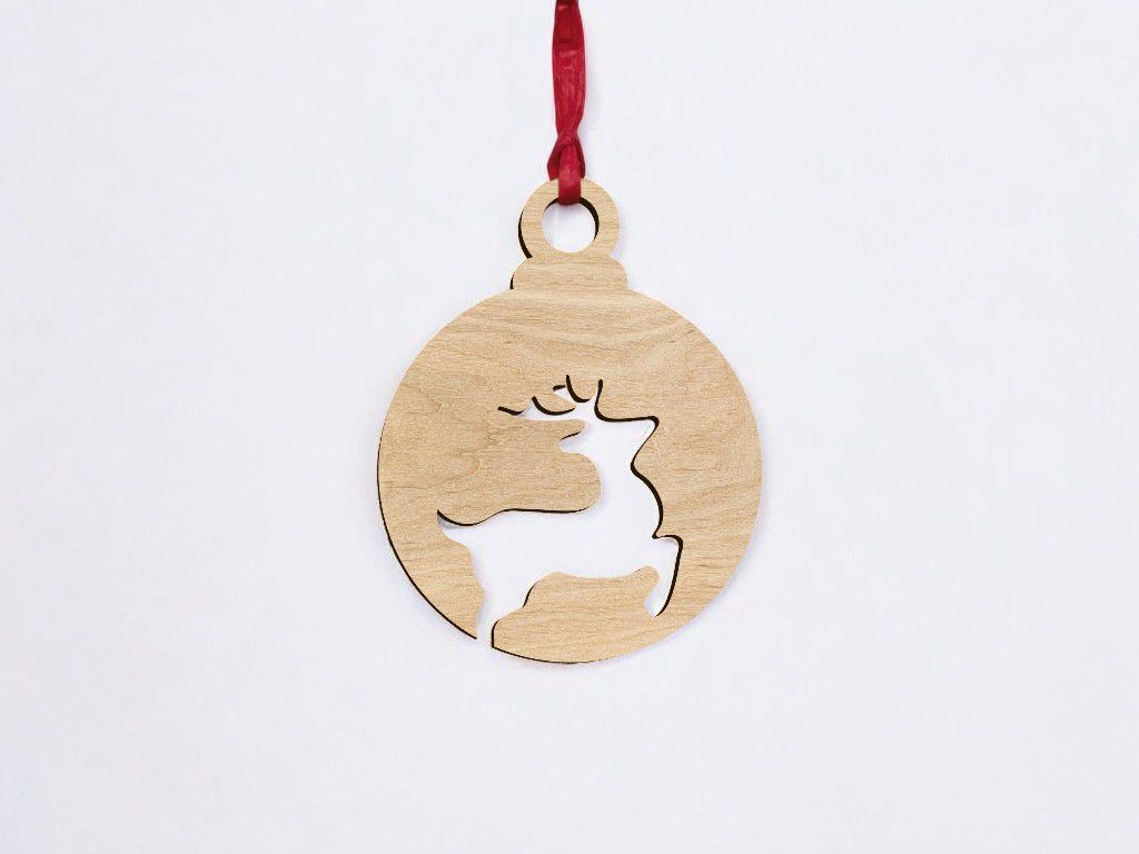 Laser Cut Deer Cutout Christmas Ball Vector