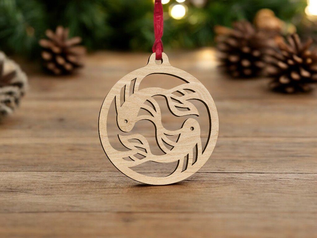 Laser Cut Yin Yang Fish Ornament Vector