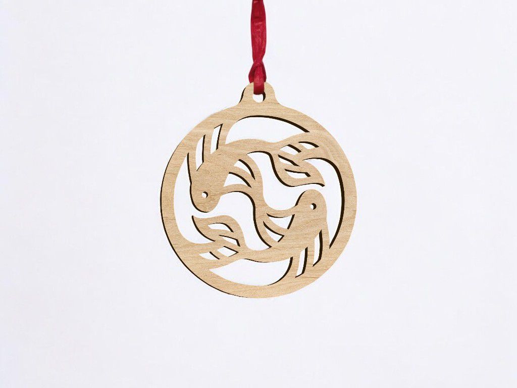 Laser Cut Yin Yang Fish Ornament Vector