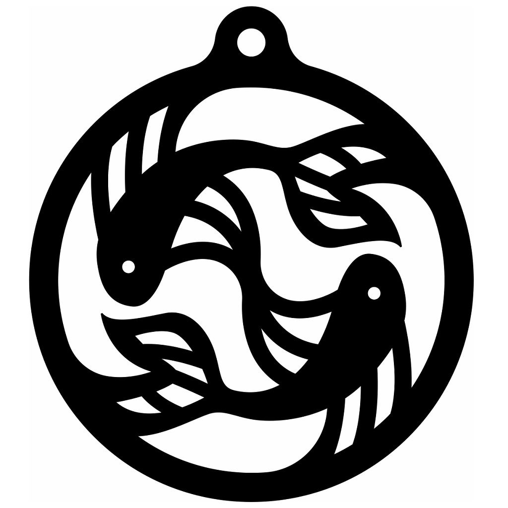 Laser Cut Yin Yang Fish Ornament Vector