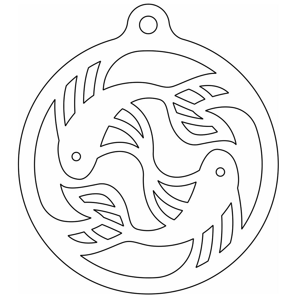 Laser Cut Yin Yang Fish Ornament Vector