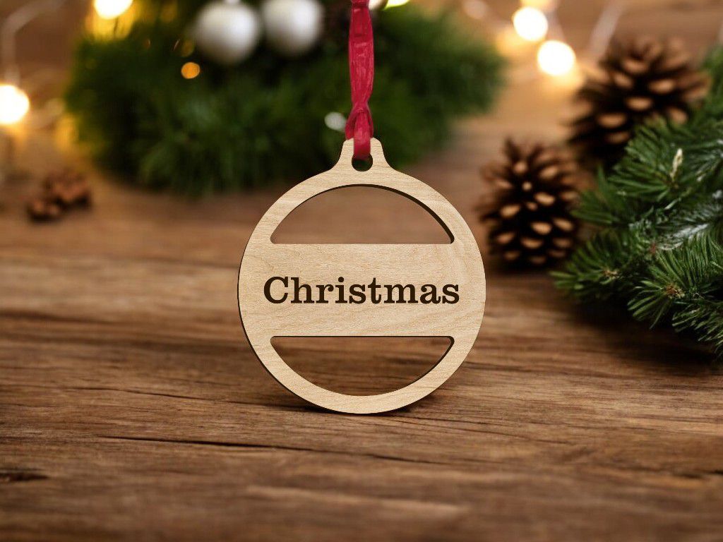 Laser Cut Simple Personalized Christmas Ball Vector