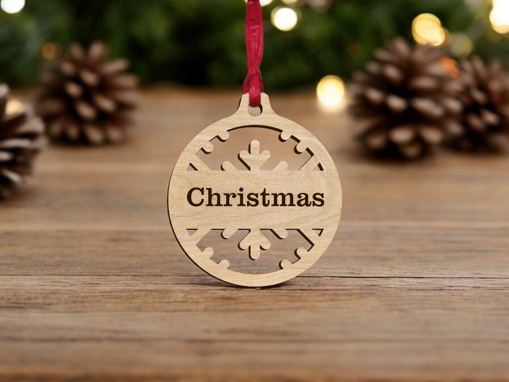 Laser Cut Personalised Christmas Tree Bauble Vector