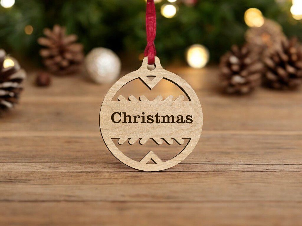 Laser Cut Personalized Name Christmas Ball Vector