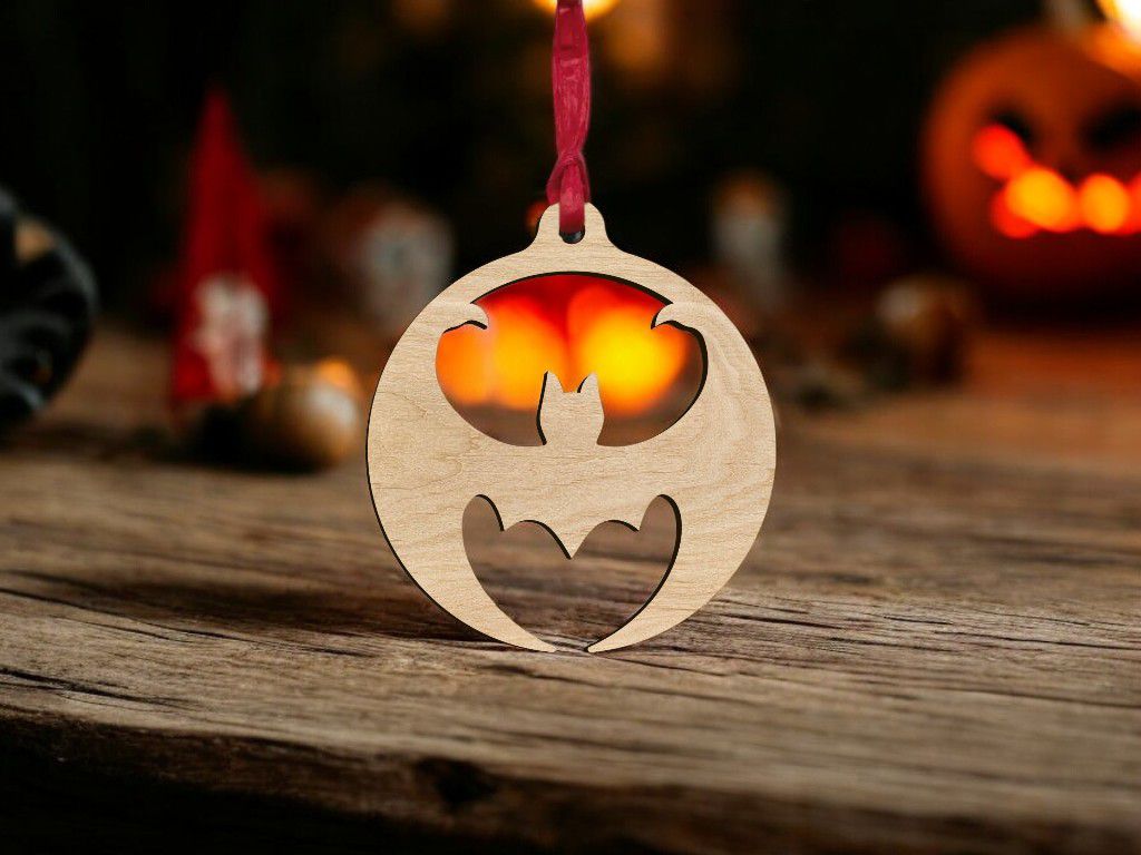 Laser Cut Halloween Bat Ornament for Craft Vector