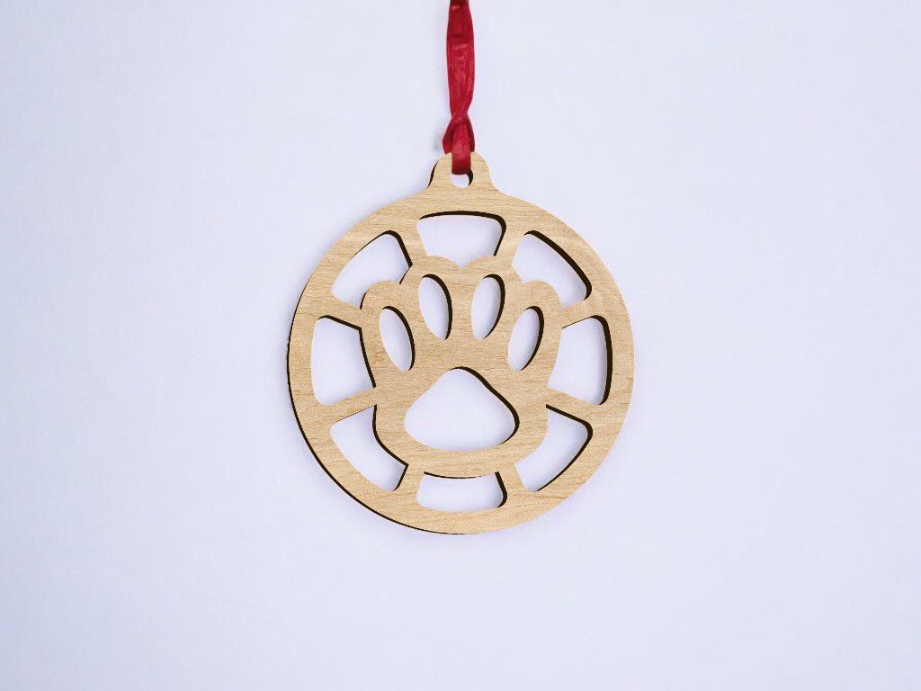 Laser Cut Pet Paw Print Bauble Vector