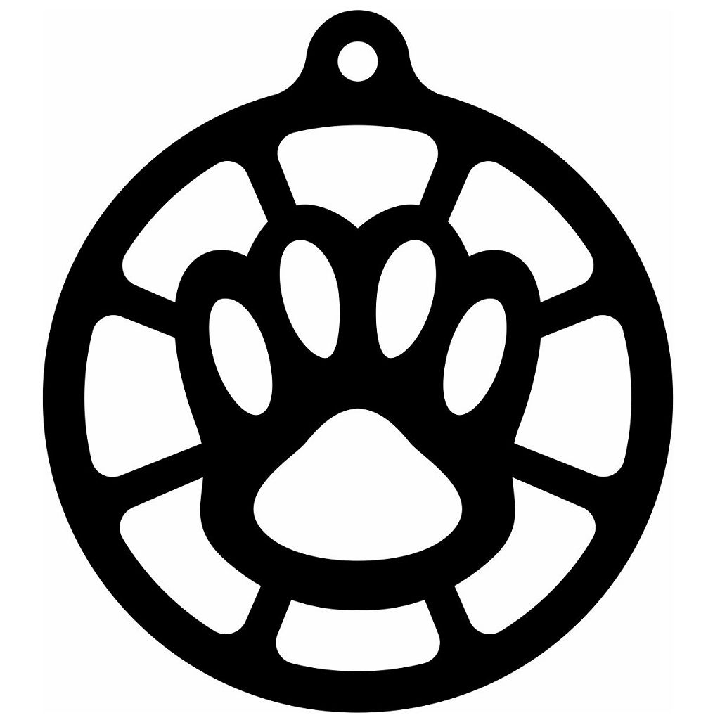Laser Cut Pet Paw Print Bauble Vector
