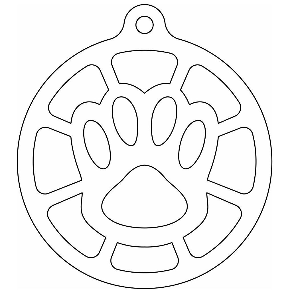 Laser Cut Pet Paw Print Bauble Vector