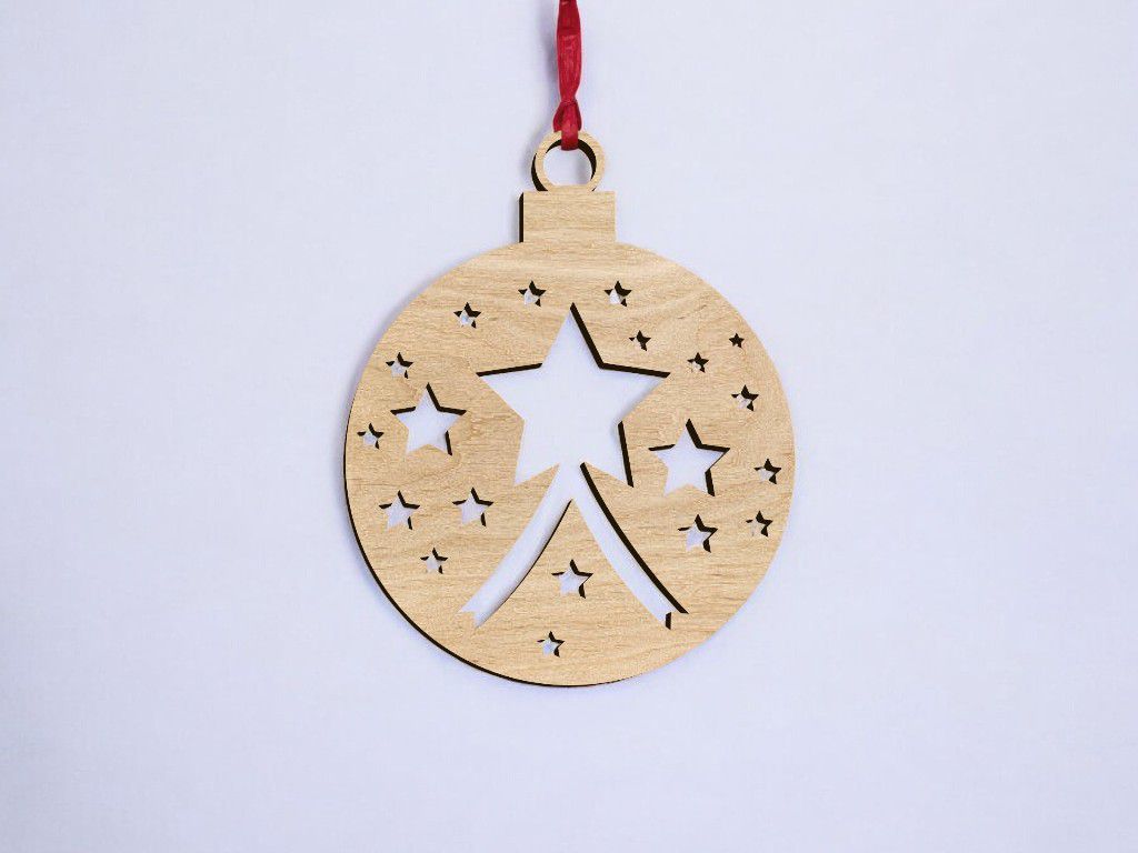 Laser Cut Christmas Ball with Stars Vector