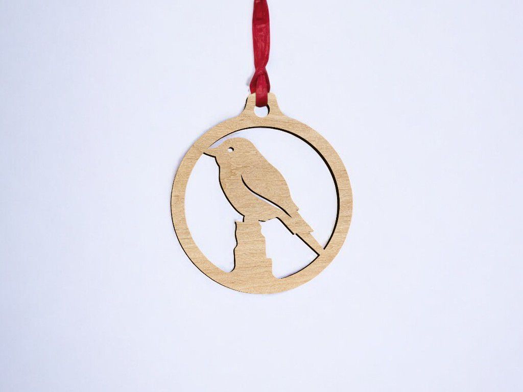 Laser Cut Bird Christmas Bauble Vector