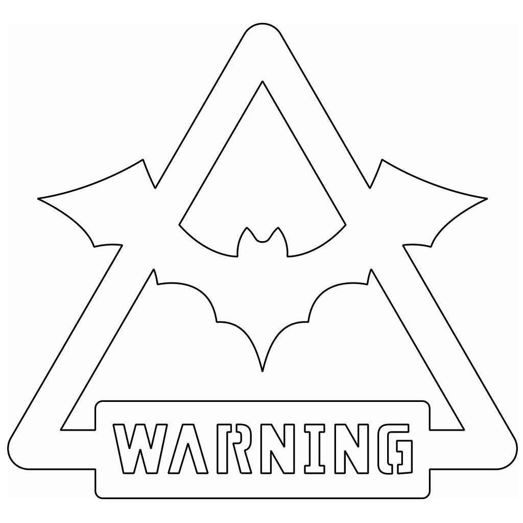 Laser Cut Halloween Warning Sign with Bat for Decor Vector