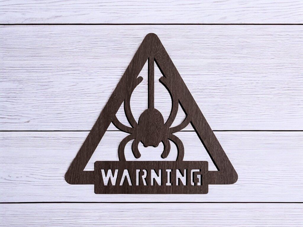 Laser Cut Halloween Spider Warning Sign Vector