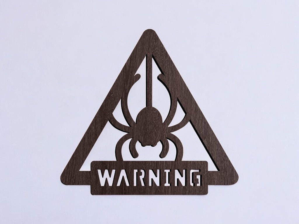 Laser Cut Halloween Spider Warning Sign Vector