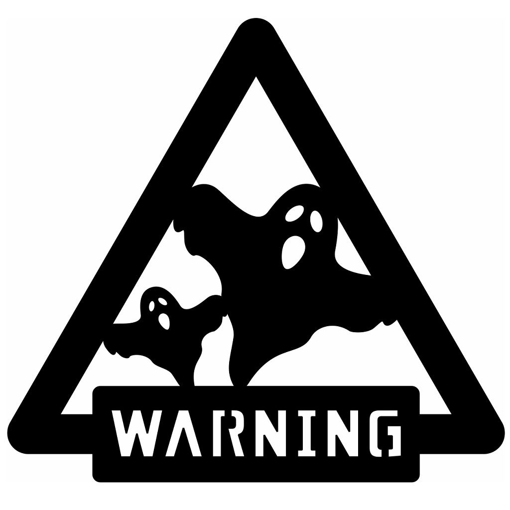 Laser Cut Halloween Ghost Warning Sign Vector