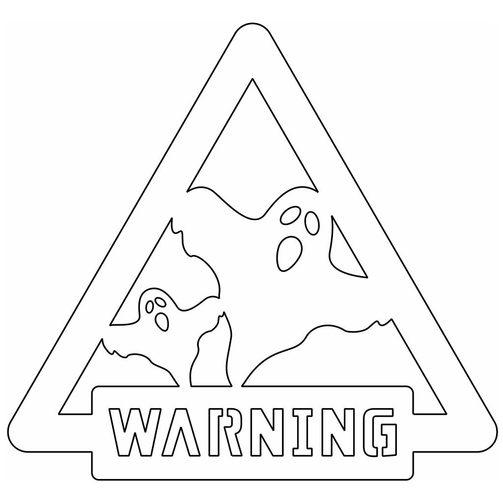 Laser Cut Halloween Ghost Warning Sign Vector