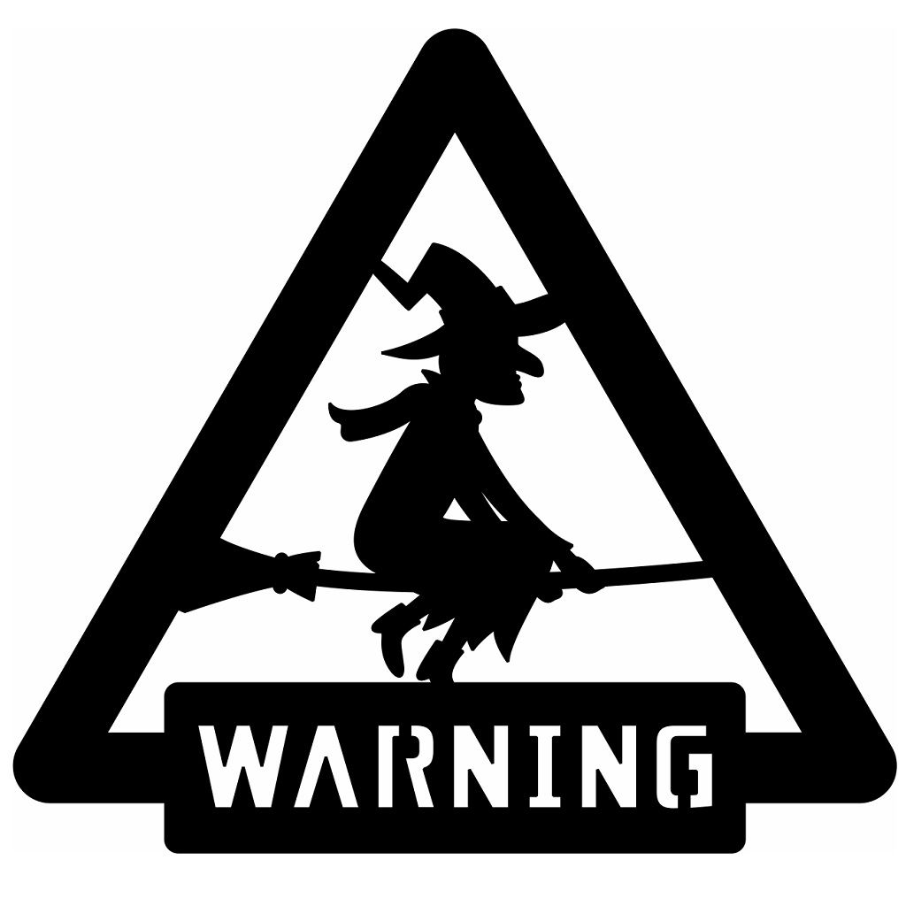 Laser Cut Halloween Witch Riding Broom Sign Vector