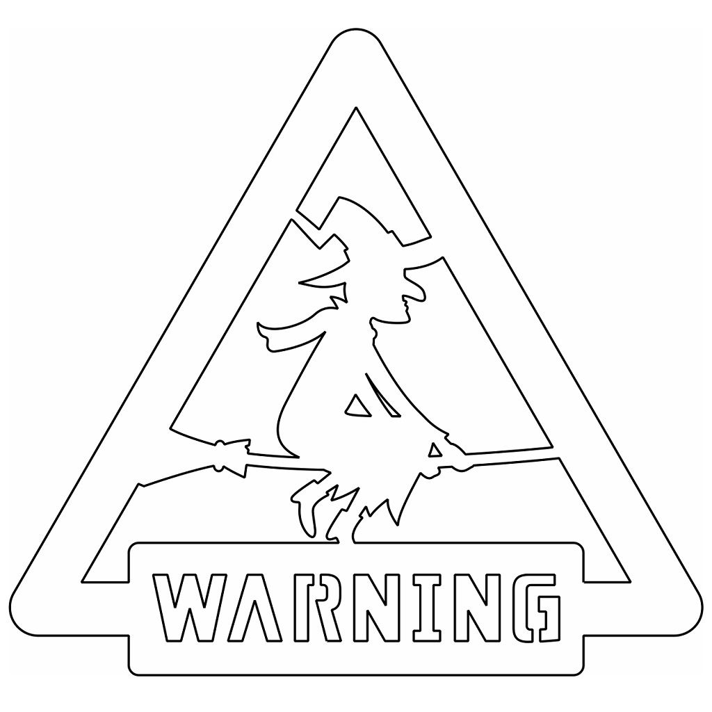 Laser Cut Halloween Witch Riding Broom Sign Vector
