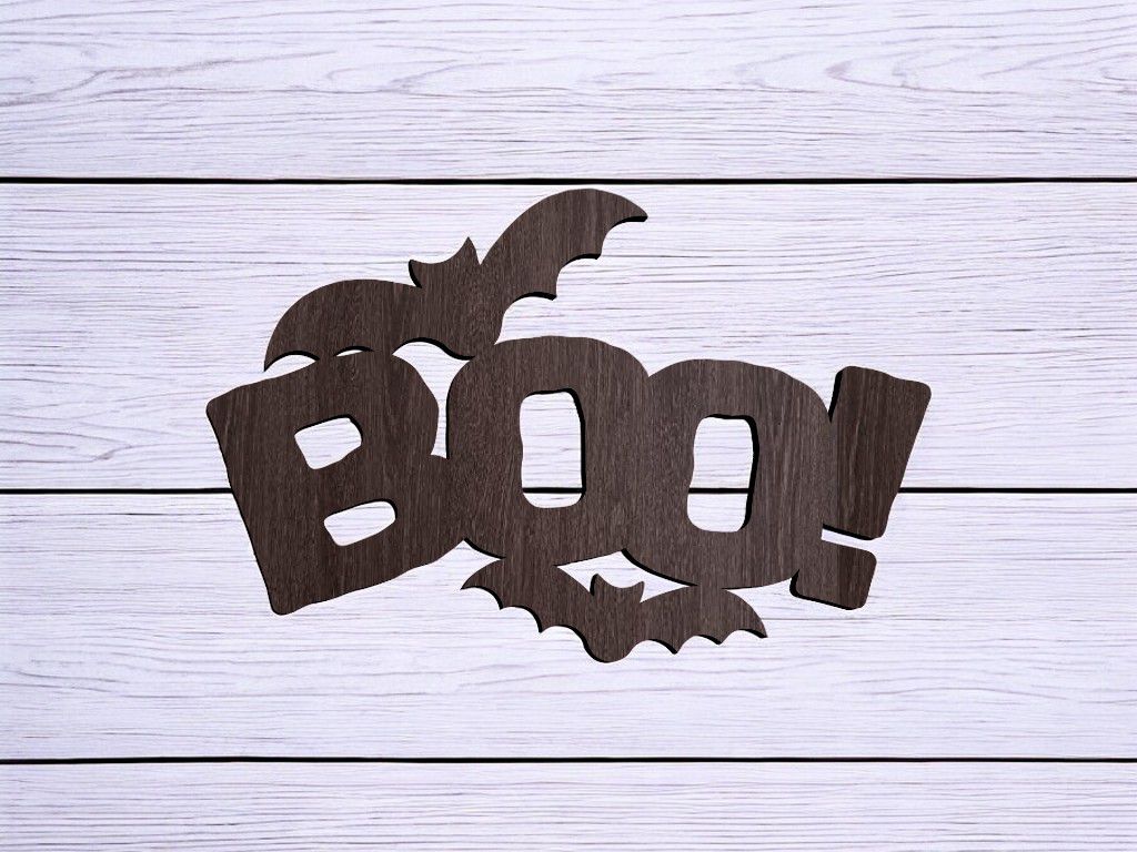 Laser Cut Halloween Boo Bats Decor Sign Vector