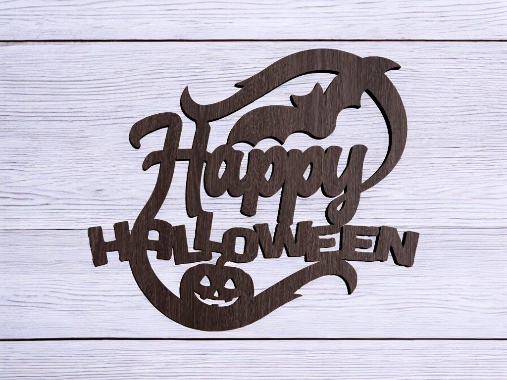 Laser Cut Happy Halloween Wall Decor Vector