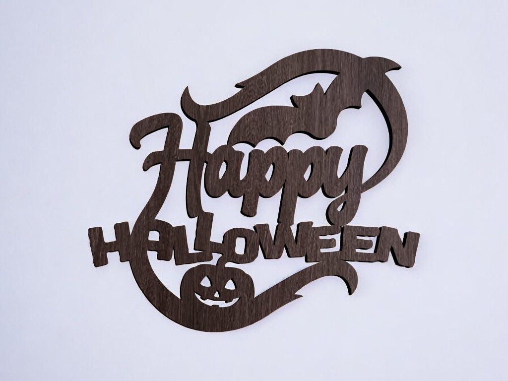 Laser Cut Happy Halloween Wall Decor Vector