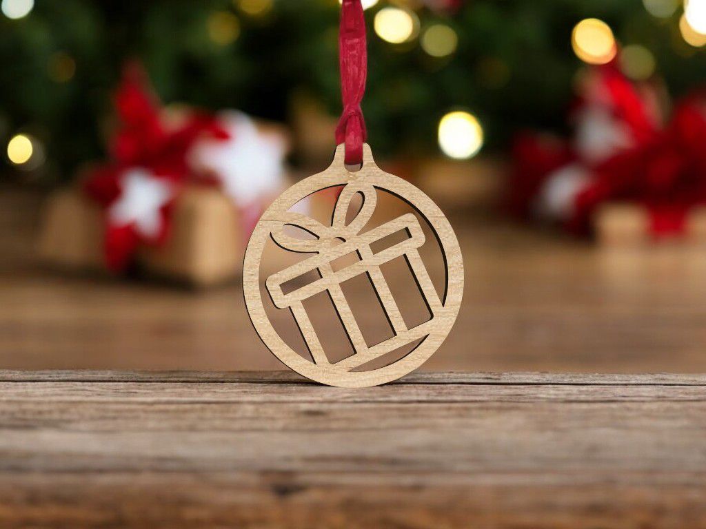 Laser Cut Gift Box Christmas Ornament Vector