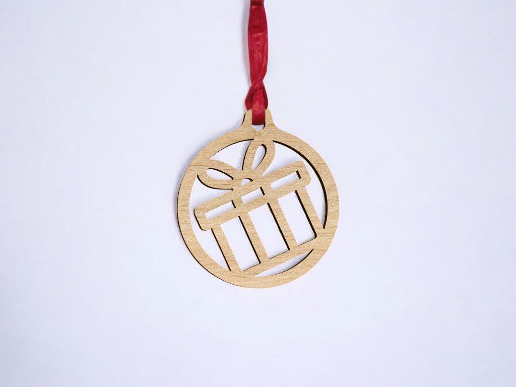 Laser Cut Gift Box Christmas Ornament Vector