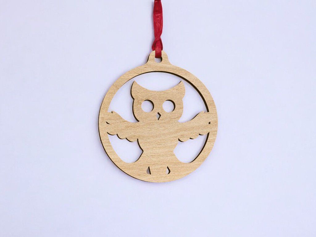 Laser Cut Owl Christmas Tree Bauble Vector