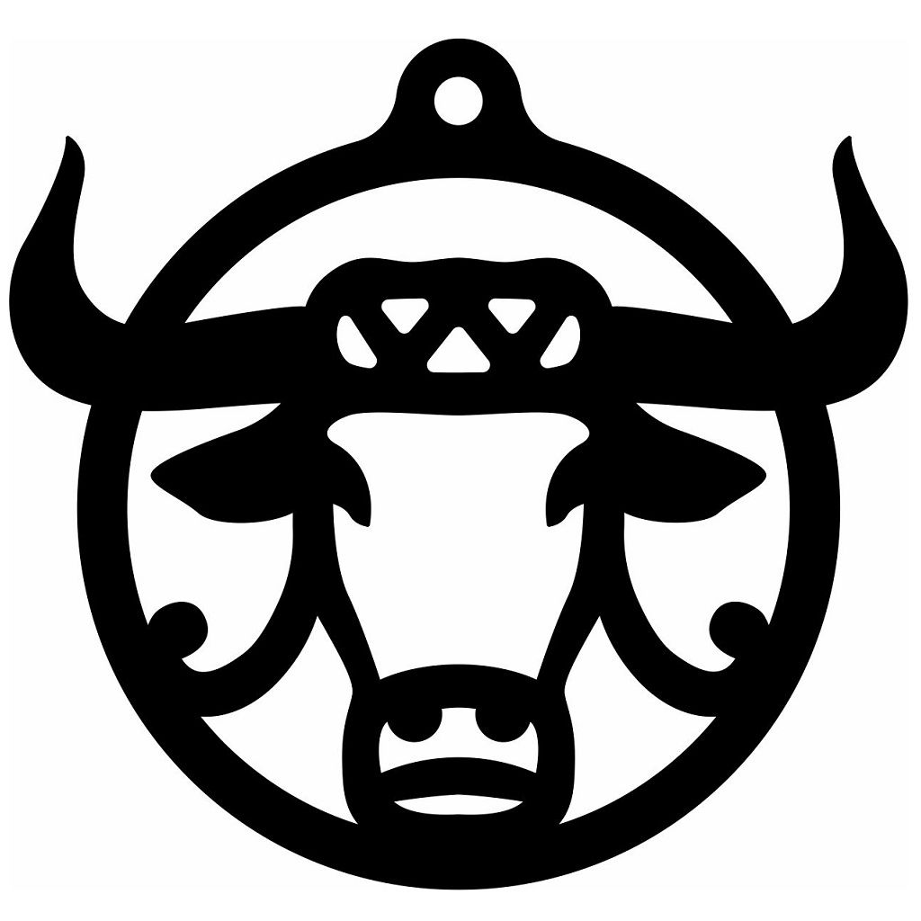 Laser Cut Bull Head Christmas Bauble Vector