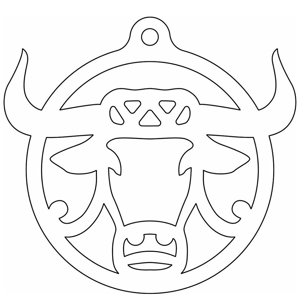 Laser Cut Bull Head Christmas Bauble Vector