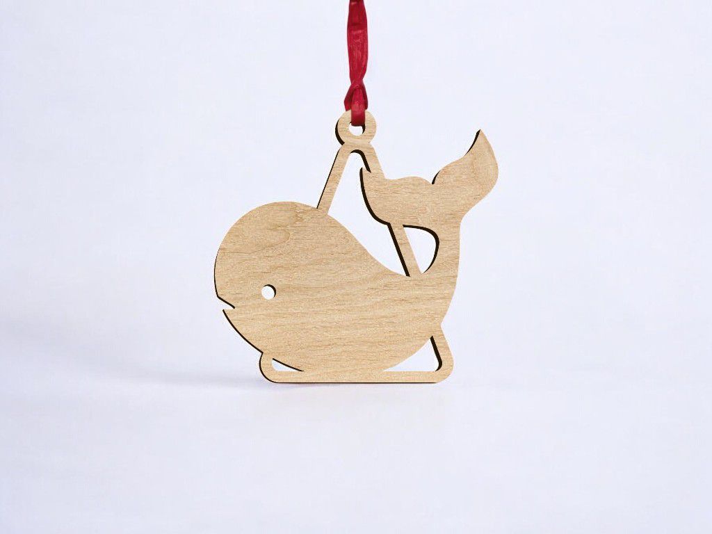 Laser Cut Whale Christmas Ornament Vector