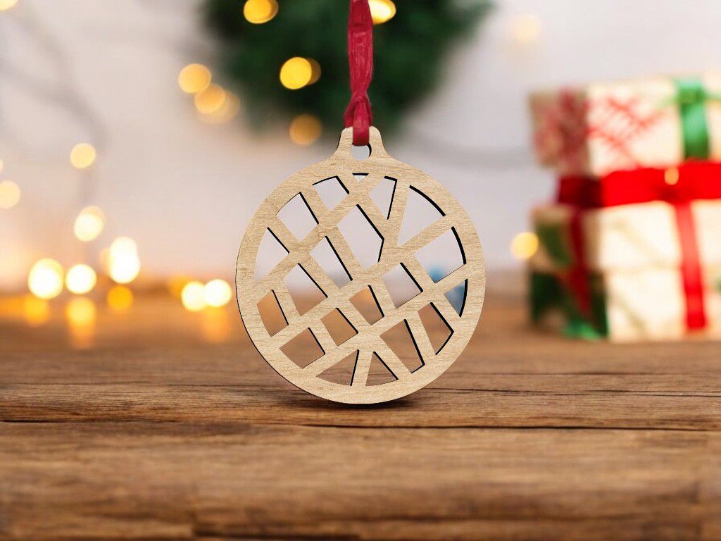Laser Cut Christmas Ornament Line Pattern Vector
