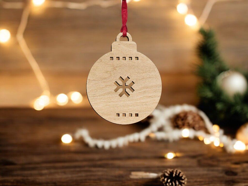 Laser Cut Festive Christmas Tree Ornament Vector