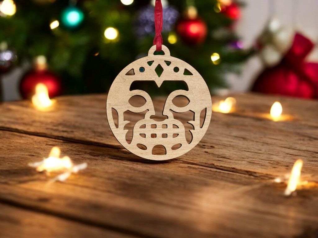 Laser Cut Tribal Face Christmas Ornament Vector