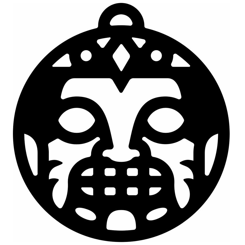 Laser Cut Tribal Face Christmas Ornament Vector