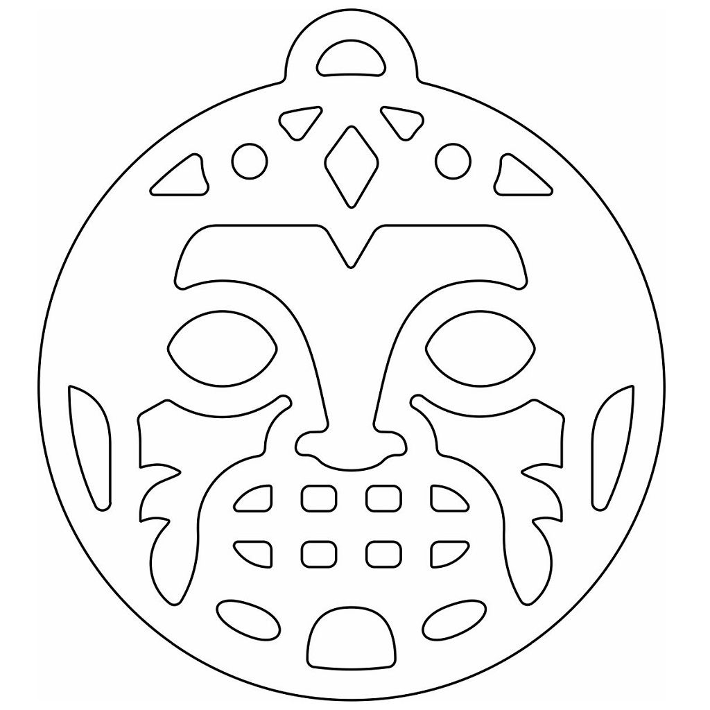 Laser Cut Tribal Face Christmas Ornament Vector