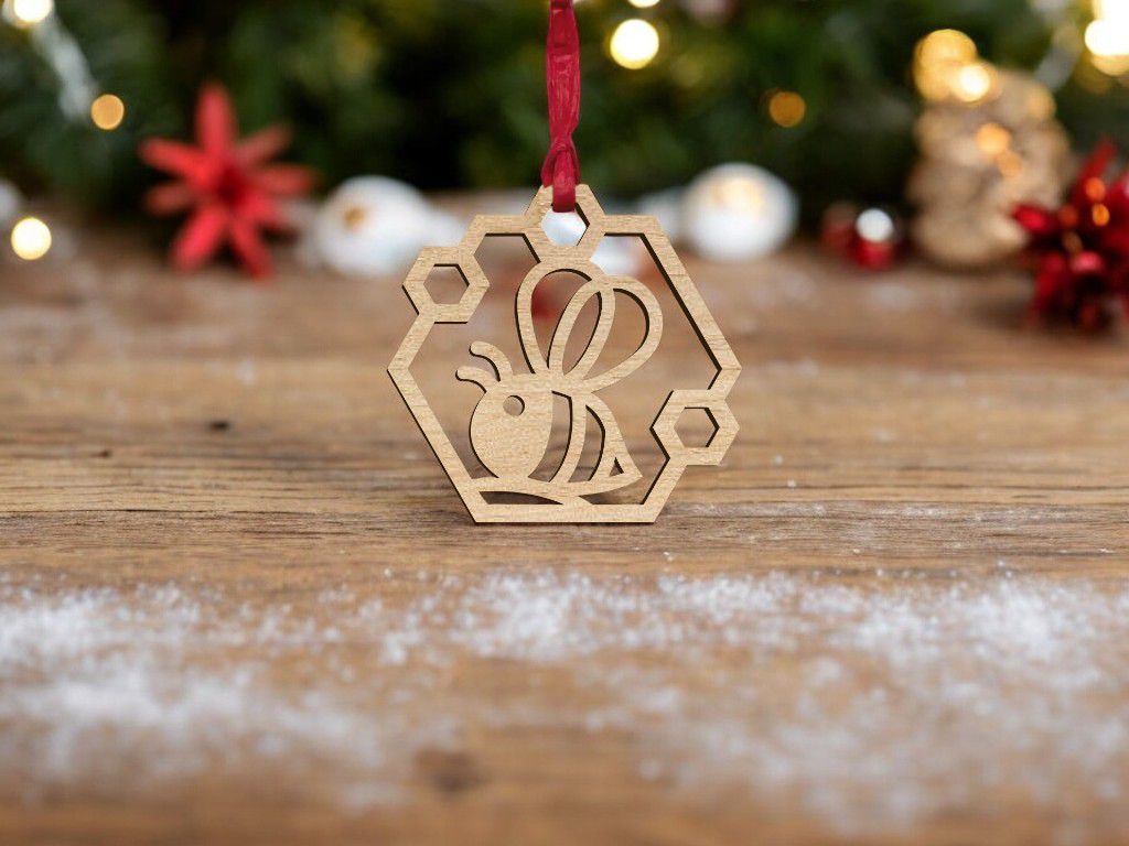 Laser Cut Bee Christmas Tree Ornament Vector