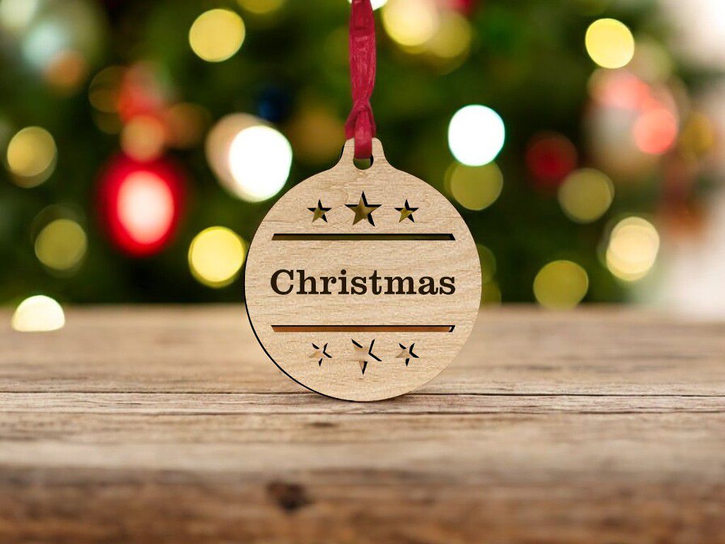 Laser Cut Personalized Christmas Ornament with Stars Vector