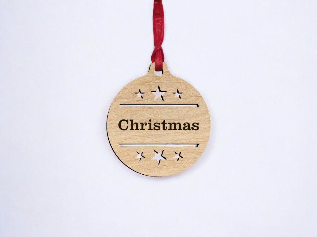 Laser Cut Personalized Christmas Ornament with Stars Vector
