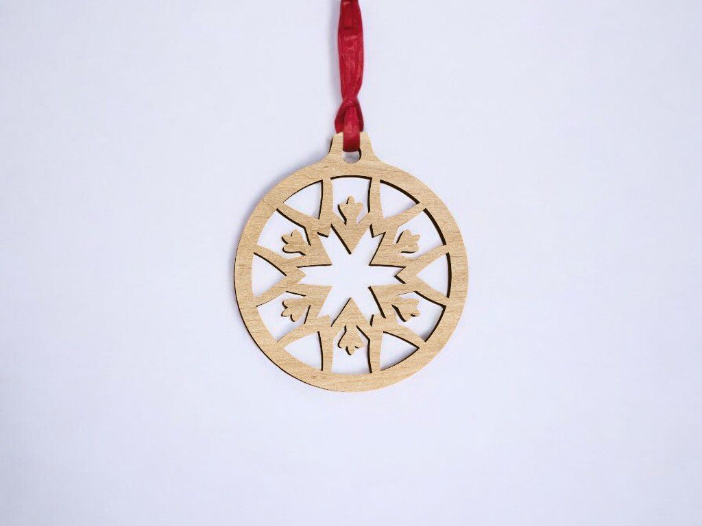 Laser Cut Snowflake Bauble Hanging Decoration Vector