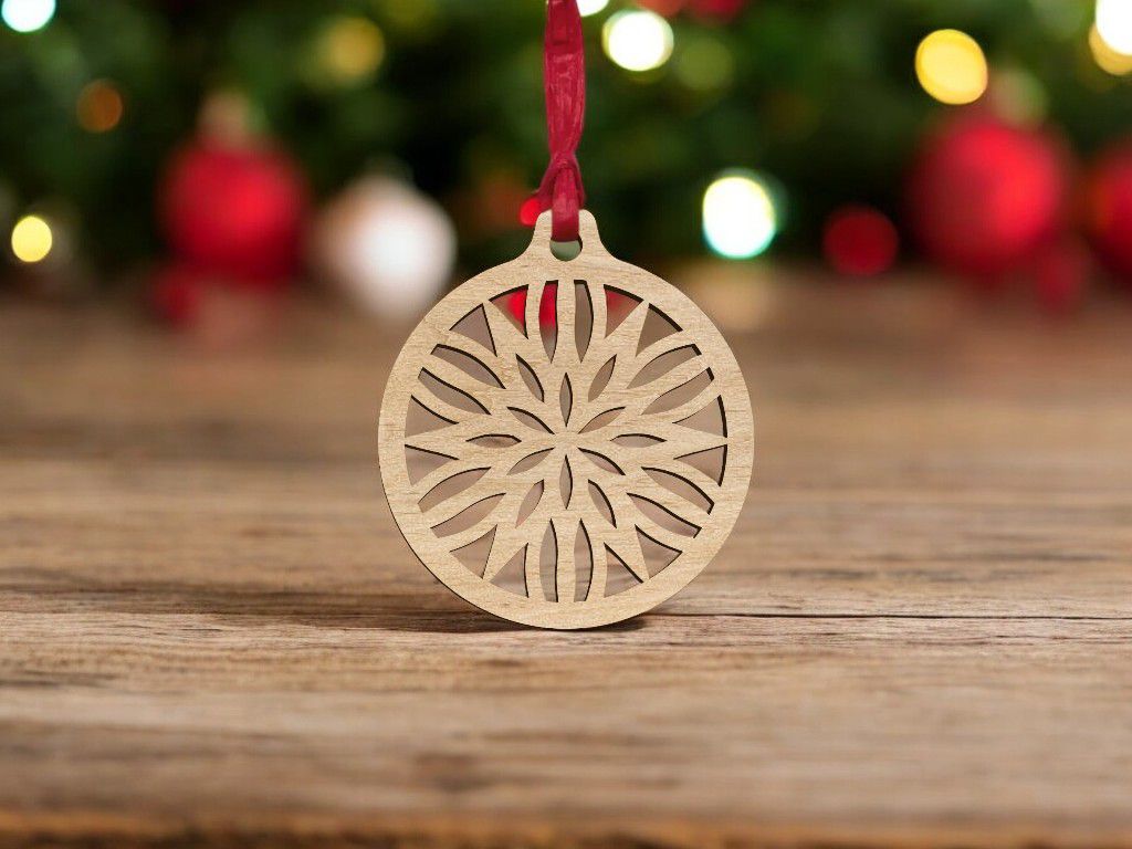 Laser Cut Christmas Bauble with Floral Pattern Vector