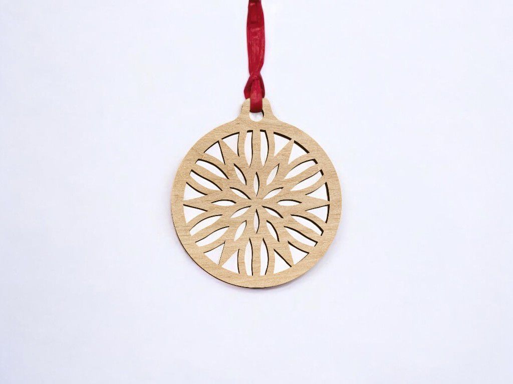 Laser Cut Christmas Bauble with Floral Pattern Vector