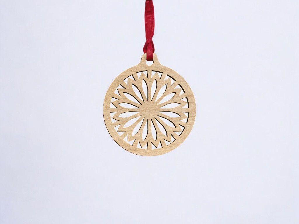 Laser Cut Christmas Floral Snowflake Bauble Vector