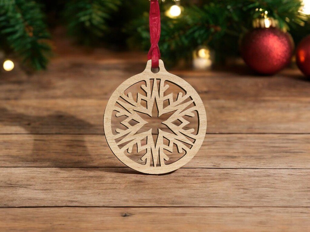 Laser Cut Plywood Snowflake Bauble Vector