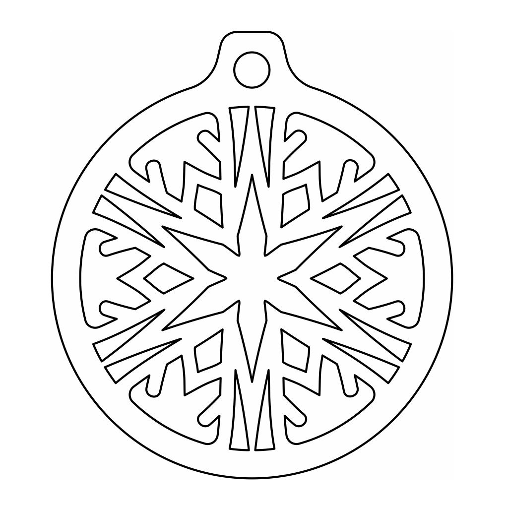 Laser Cut Plywood Snowflake Bauble Vector